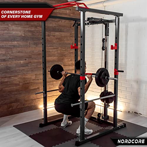 Nordcore Power Rack – Rack de Entrenamiento Ajustable multiprensa – Entrenamiento de Fuerza para casa, Entrenamiento de Fuerza, Squat Rack, 110 x 140 x 220 cm