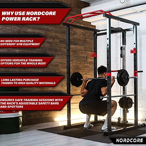 Nordcore Power Rack – Rack de Entrenamiento Ajustable multiprensa – Entrenamiento de Fuerza para casa, Entrenamiento de Fuerza, Squat Rack, 110 x 140 x 220 cm