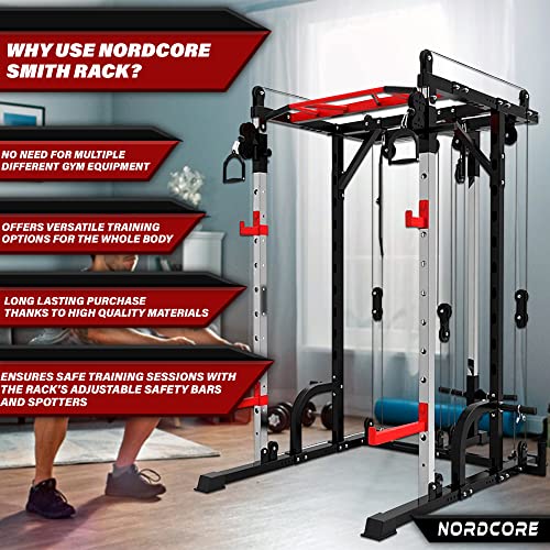 Nordcore Smith Rack – Multiprensa Ajustable Multifuncional Smith Machine – Estante para Squat – 110 x 140 x 230 cm