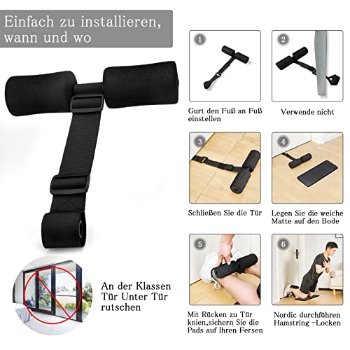 Nordic Hamstring Curl Strap, Sit-ups Máquina de Entrenamiento de Muslos Piernas Abdominales Gimnasio Sentadillas AB Leg Hamstring Curls de Rodilla Ajustableentren