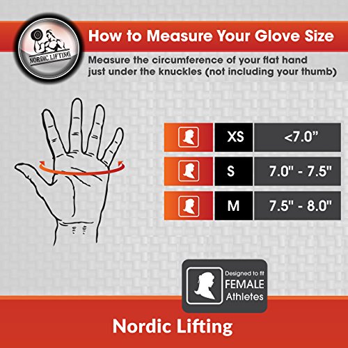 Nordic Lifting Guantes de Levantamiento de Pesas para Mujeres - Deportes y Fitness, Gimnasio y Crossfit Garantía de 1 Año (XS, Rosa)