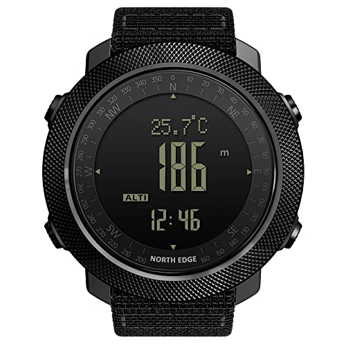 NORTH EDGE Reloj Táctico de Supervivencia para Hombres, Reloj de Pulsera Digital con Altímetro Barómetro Brújula, para Deportes, Senderismo, Natación, Ejército Militar.