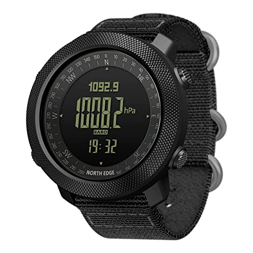 NORTH EDGE Reloj Táctico de Supervivencia para Hombres, Reloj de Pulsera Digital con Altímetro Barómetro Brújula, para Deportes, Senderismo, Natación, Ejército Militar.