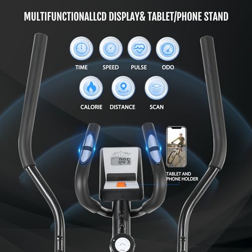 Novonova Bicicleta Elíptica para casa con zancada de 280 mm, eliptica con Resistencia de 8 Niveles, elipticas Fitness casa con LCD Pantalla y sensores de Pulso, NV-9304