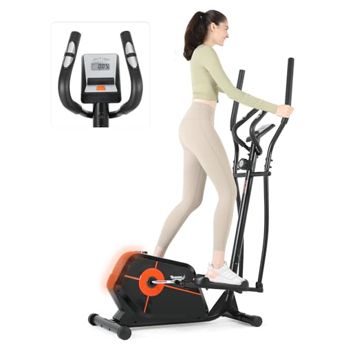 Novonova Bicicleta Elíptica para casa con zancada de 280 mm, eliptica con Resistencia de 8 Niveles, elipticas Fitness casa con LCD Pantalla y sensores de Pulso, NV-9304