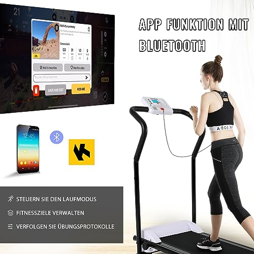 Novonova Cinta de Correr Profesional Plegable, 750 W, aplicación Bluetooth con Programa App, inclinación, pulsómetro, aeróbic en casa/Oficina，SY-T2714