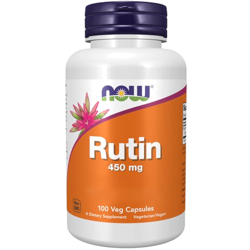 Now Foods, Rutina, 450mg, 100 Cápsulas veganas, Probado en Laboratorio, Bioflavonoide, Sin Gluten, Sin Soja, Vegetariano