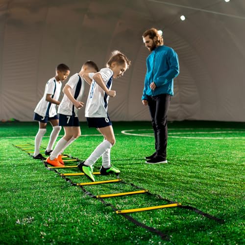 NPS WORKS Kit de Entrenamiento de Fútbol. 50 Conos de Entrenamiento, Escalera de Entrenamiento (6 m/12 peldaños), Bolsa de Red y Mochila. Material para Entrenamiento en Fútbol con Niños y Adultos...