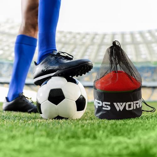 NPS WORKS Kit de Entrenamiento de Fútbol. 50 Conos de Entrenamiento, Escalera de Entrenamiento (6 m/12 peldaños), Bolsa de Red y Mochila. Material para Entrenamiento en Fútbol con Niños y Adultos...