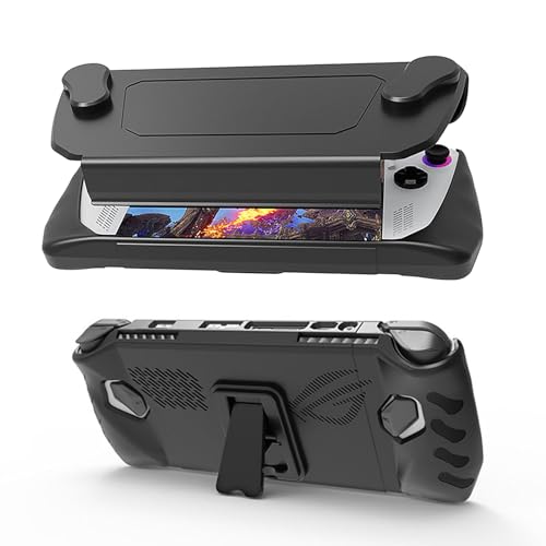 NUHFUFA - Funda protectora con carcasa frontal desmontable para ASUS Rog Ally de 7 pulgadas de mano 2023, cobertura completa con soporte anticaída a prueba de polvo y agarre ergonómico (negro)