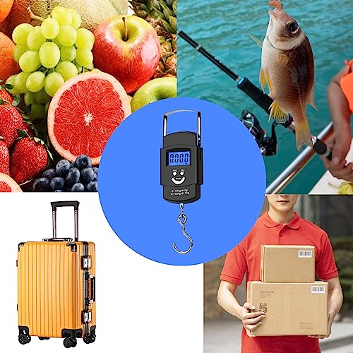 Nutabevr Báscula de Equipaje Digital con Gancho,Max 110 lb/50 kg Portátil Balanza Escala,con pantalla LCD y función de tara de un botón, adecuada para compras,envío postal,pesca,equipaje,etc.