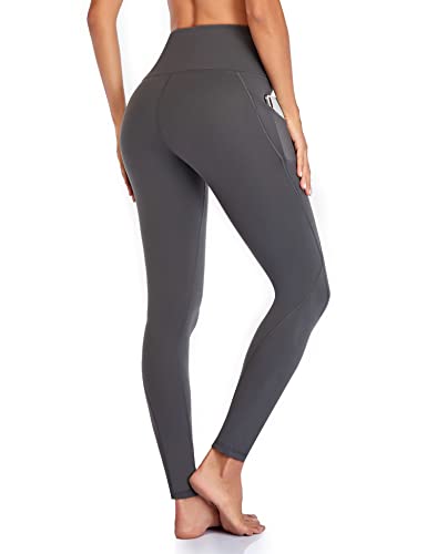 Occffy Leggings Mujer Deporte Cintura Alta Mallas Pantalones Deportivos Leggins con Bolsillos para Yoga Running Fitness y Ejercicio Oc01(Gris, L)