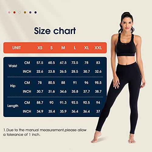 Occffy Leggins Mujer Cintura Alta Mallas Deporte Mujer Fitness Pantalones Deporte Mujer Leggings Deportivos para Running Training Estiramiento Yoga y Pilates P107(Negro Mate, XL)