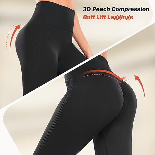 Occffy Leggins Mujer Push Up Mallas Deporte Fitness Cintura Alta Pantalones Yoga Deportivos Gym Leggings Scrunch Butt Anticeluliticos(Negro Oscuro,M)