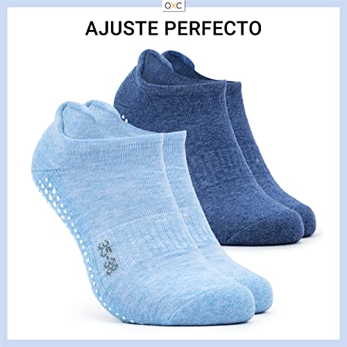 Occulto CALCETINES ANTIDESLIZANTES para MUJER y HOMBRE (2-4 PARES), CALCETINES para YOGA y PILATES MUJER HOMBRE 39-42 2 Pares | Azul