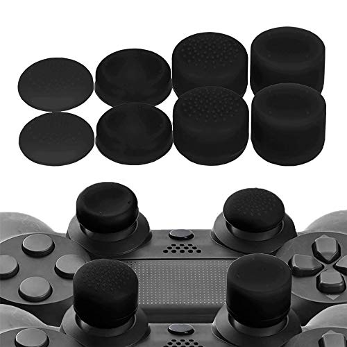 OcioDual 8 Tapones para Pulgares Compatible con Joystick Analógico Mando PS5/PS4/Slim/PRO Negra Protectores de Silicona Goma L3 R3