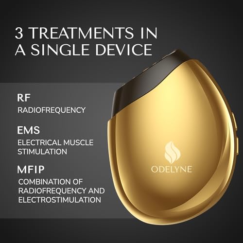 ODELYNE® Illume - Dispositivo de Radiofrecuencia y Levantamiento Facial EMS para hombre y mujer, 20 Cabezales de Radiofrecuencia, Sensor de Calor NTC a 45 °C, portatil