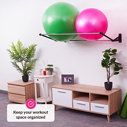 ODOXIA Soporte De Pared para Pelotas De Ejercicio | Colgador De Pelotas | para Pelotas De Yoga, Pelotas De Fitness | Soporte Pelotas Pilates Pared | Soporte Balon Futbol | Soporte Balon de Pilates