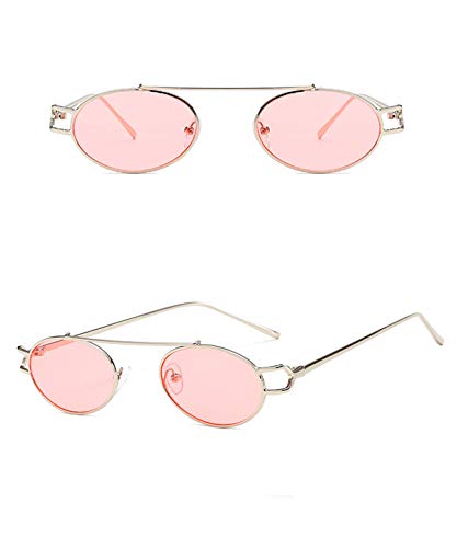 OGOBVCK Anteojos elípticos Retro elípticos marcos metálicos candelabros lentes retrovisores. (Pink)