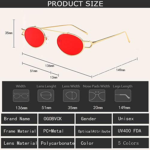 OGOBVCK Anteojos elípticos Retro elípticos marcos metálicos candelabros lentes retrovisores. (Pink)