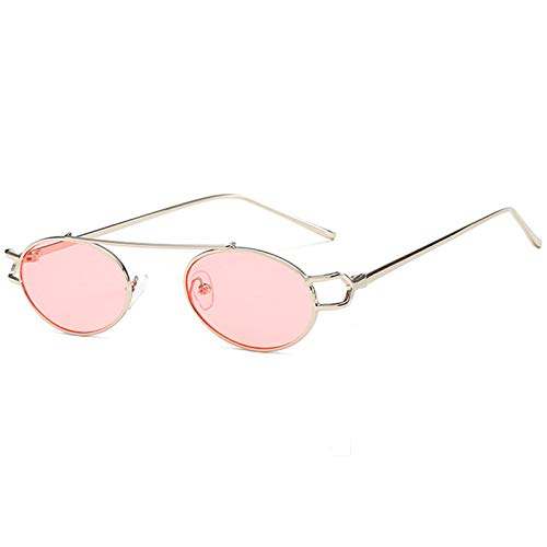 OGOBVCK Anteojos elípticos Retro elípticos marcos metálicos candelabros lentes retrovisores. (Pink)