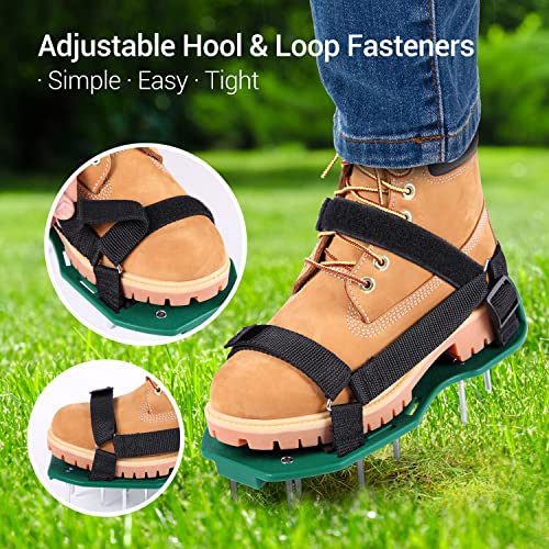 Ohuhu Zapatos Aerador de Cesped Sin Instalación, Zapatos Jardín de Césped con Pala de Acero Inoxidable Sandalias Zapatos con Puntas, Talla Universal para Todos Los Zapatos