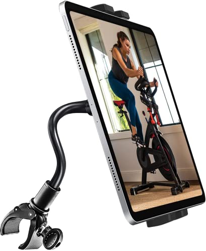 Oilcan Soporte Tablet Bicicleta Estatica, Soporte Flexible Tablet Cinta de Correr, Bici Eliptica, Rodillo, Sujeta Manillar para iPad Pro Air Mini, Lenovo, Galaxy, iPhone 13 Pro MAX etc (4-12.9")