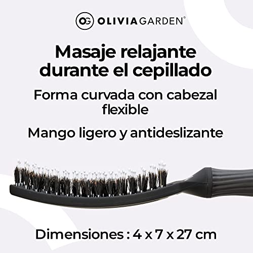 Olivia Garden – Fingerbrush Cuidado icónico con cerdas de Jabalí & Nylon, Negro, Talla Media