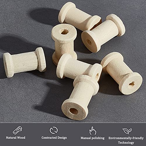 OLYCRAFT 80 carretes vacíos de madera mini bobinas de hilo vacío de madera bobinas de alambre natural para artes y manualidades de bricolaje máquinas de coser - 1,5 x 2,5 cm