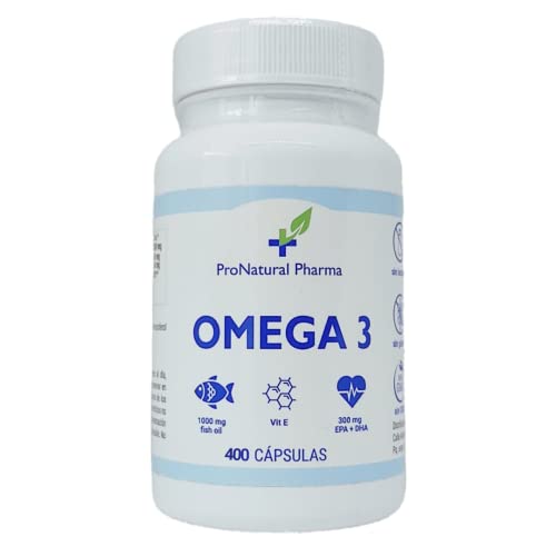 OMEGA 3 | 400 cápsulas | Aceite de pescado puro + Vitamina E | 1000mg - Ácido grasos 300mg EPA+DHA ProNatural Pharma (Suministro para 13 meses)