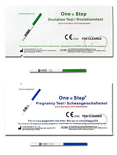 One Step 30 Test de ovulacion 20 mlU/mL + 5 Test de embarazo 10 mlU/mL 3.5 mm + Libro guía PDF con prácticos consejos para concebir