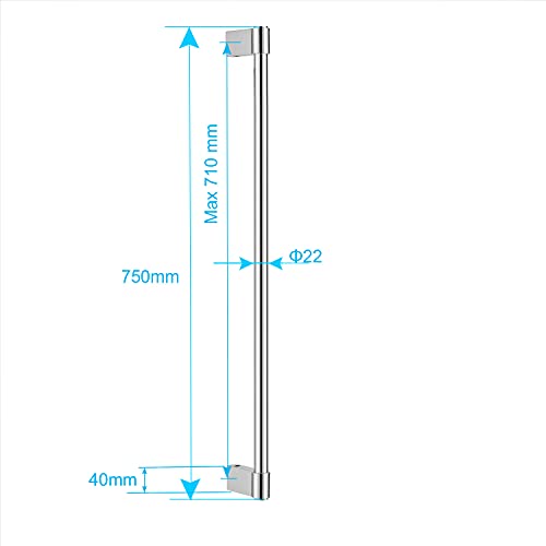 ONECE Barra de Ducha Acero Inoxidable 75 CM, Columna Sin Grifo, Asiento de Montaje en Pared, Conjunto de Ducha Ajustable en Altura, con Ducha de Mano y Manguera, Cromo