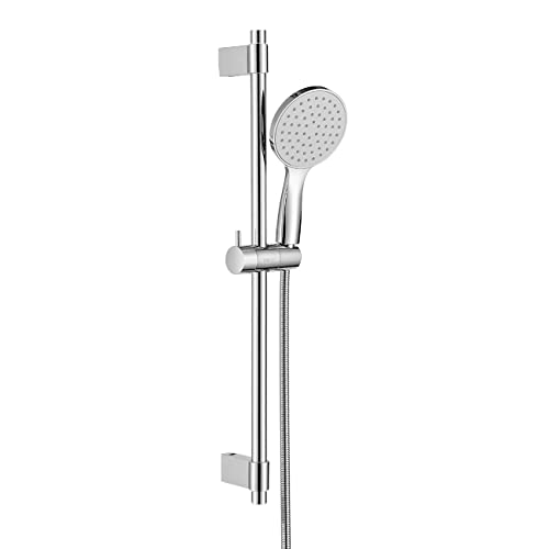 ONECE Barra de Ducha Acero Inoxidable 75 CM, Columna Sin Grifo, Asiento de Montaje en Pared, Conjunto de Ducha Ajustable en Altura, con Ducha de Mano y Manguera, Cromo