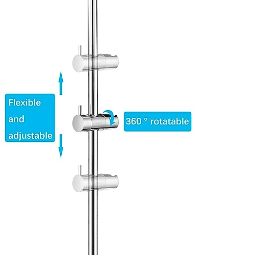 ONECE Barra de Ducha Acero Inoxidable 75 CM, Columna Sin Grifo, Asiento de Montaje en Pared, Conjunto de Ducha Ajustable en Altura, con Ducha de Mano y Manguera, Cromo