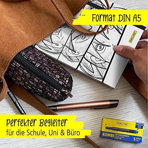 Online Bullet Journal Dotted A5 con banda elástica manga, papel FSC de 120 g/m², 144 páginas interiores con tapa blanda, diario para notas, bocetos, lettering