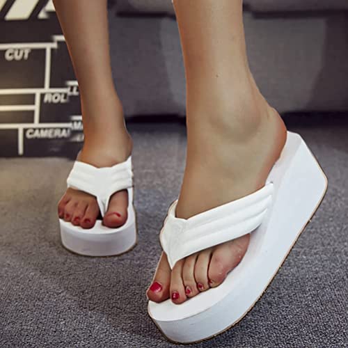 Onsoyours Chanclas Para Mujer Sandalias Con Plataforma Zapatillas Zapatos De Playa Con Plataforma Zapatos De Ocio Cuñas Con Punta Abierta Zapatos Con Diamantes De Imitación B Blanco 39 EU