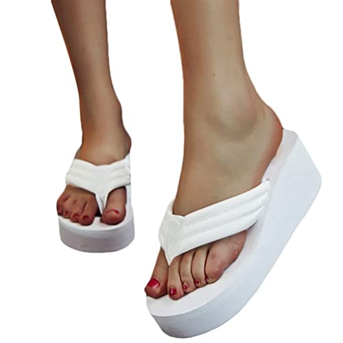 Onsoyours Chanclas Para Mujer Sandalias Con Plataforma Zapatillas Zapatos De Playa Con Plataforma Zapatos De Ocio Cuñas Con Punta Abierta Zapatos Con Diamantes De Imitación B Blanco 39 EU