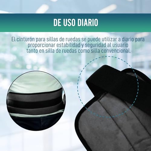 OrtoPrime Cinturón Abdominal de Seguridad Confort para Silla de Ruedas o Silla Geriátrica - Alta Protección Anti-Caídas (Talla Universal Ajustable)