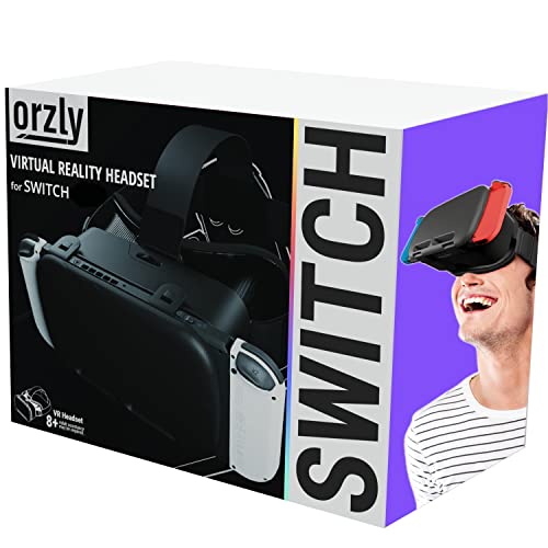 Orzly Auriculares VR diseñados para Consola Nintendo Switch & Switch OLED con Lente Ajustable para una Experiencia de Juego de Realidad Virtual y para Labo VR - Negro - Edición en Caja de Regalo