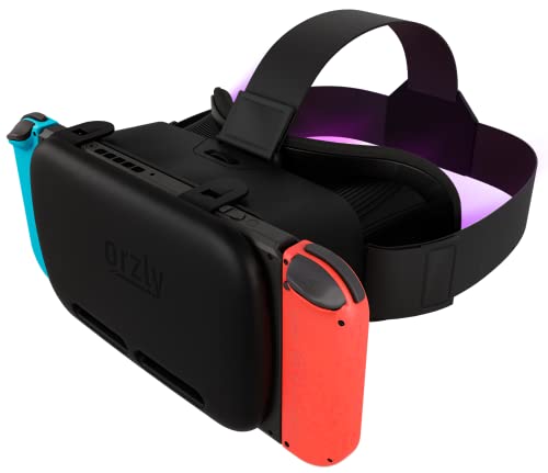 Orzly Auriculares VR diseñados para Consola Nintendo Switch & Switch OLED con Lente Ajustable para una Experiencia de Juego de Realidad Virtual y para Labo VR - Negro - Edición en Caja de Regalo