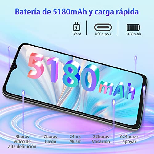 OSCAL C70 Telefono Moviles, 12GB RAM 128GB ROM, Android 12 Moviles, 6.56'' Pantalla HD+ 90Hz Smartphone, 5180mAh Batería, Huella Digital/OTG/Face ID/4G Dual SIM Telefono