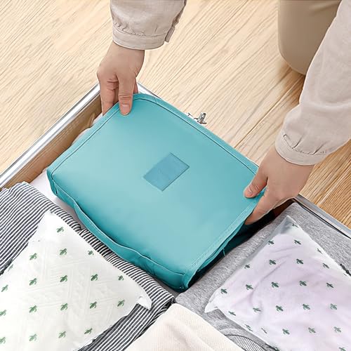 OSDUE Neceser de Viaje Portátil, Neceser de Tela Oxford, Neceser Plegable, Bolsa de Almacenamiento para Maleta, Neceser con Gancho, Dos Bolsas de Almacenamiento con Cordón Gratis