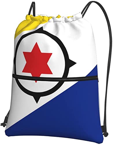 Oudrspo Cordón de la bandera de bonaire con cremallera Sackpack Gym Sports, mochila impermeable String Bag Cinch