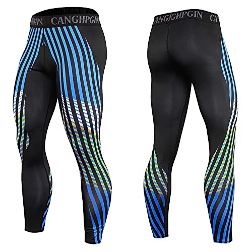 OverDose Boutique Mallas Hombre Gym Leggings Deporte Pantalón Largo de Compresión Ropa Running Hombres Negro Mallas Hombre Deporte para Running Fitness Pantalón de Compresión(Azul-g,M)