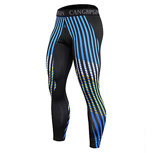 OverDose Boutique Mallas Hombre Gym Leggings Deporte Pantalón Largo de Compresión Ropa Running Hombres Negro Mallas Hombre Deporte para Running Fitness Pantalón de Compresión(Azul-g,M)