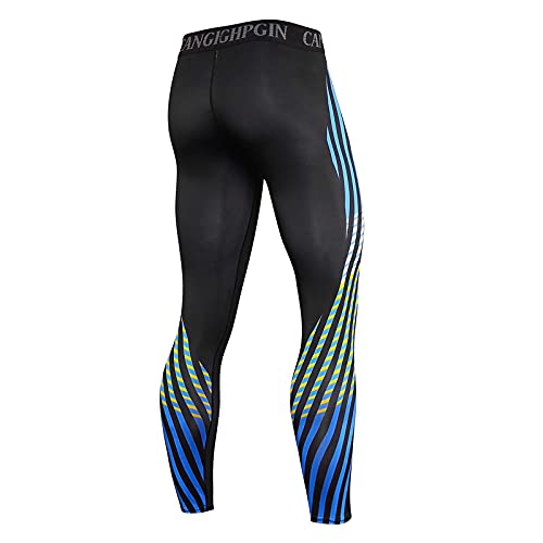 OverDose Boutique Mallas Hombre Gym Leggings Deporte Pantalón Largo de Compresión Ropa Running Hombres Negro Mallas Hombre Deporte para Running Fitness Pantalón de Compresión(Azul-g,M)