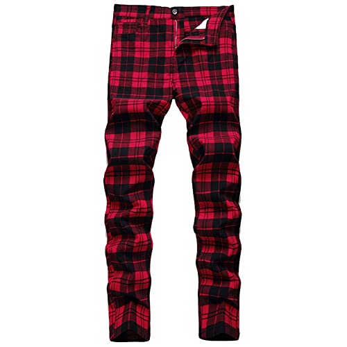 OverDose Boutique Pantalones Vaqueros Hombre Hombre Vaqueros Holgados Casuales Pantalones Moda Casual Deportivos Color Sólido Pants Jogging Fitness Gym Slim Fit Pantalones(Vino #2,XXL)