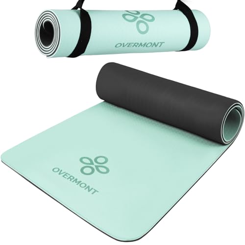 Overmont Esterilla Yoga Mat Antideslizante Profesional,TPE ecologico,8MM Extra Gruesa Esterilla Yoga Plegable con Correa de Transporte para Gimnasia Pilates Fitness,183 x 61cm (Verde)