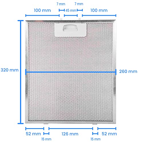 Pack 3 Filtros para Campana Extractora de Cocina | 02800905 | Compatible con Cata, Apelson y Nodor | de Aluminio Resistente | 320x260mm | Color Plata (3 unidades)