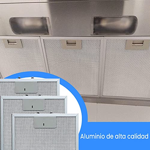 Pack 3 Filtros para Campana Extractora de Cocina | 02800905 | Compatible con Cata, Apelson y Nodor | de Aluminio Resistente | 320x260mm | Color Plata (3 unidades)